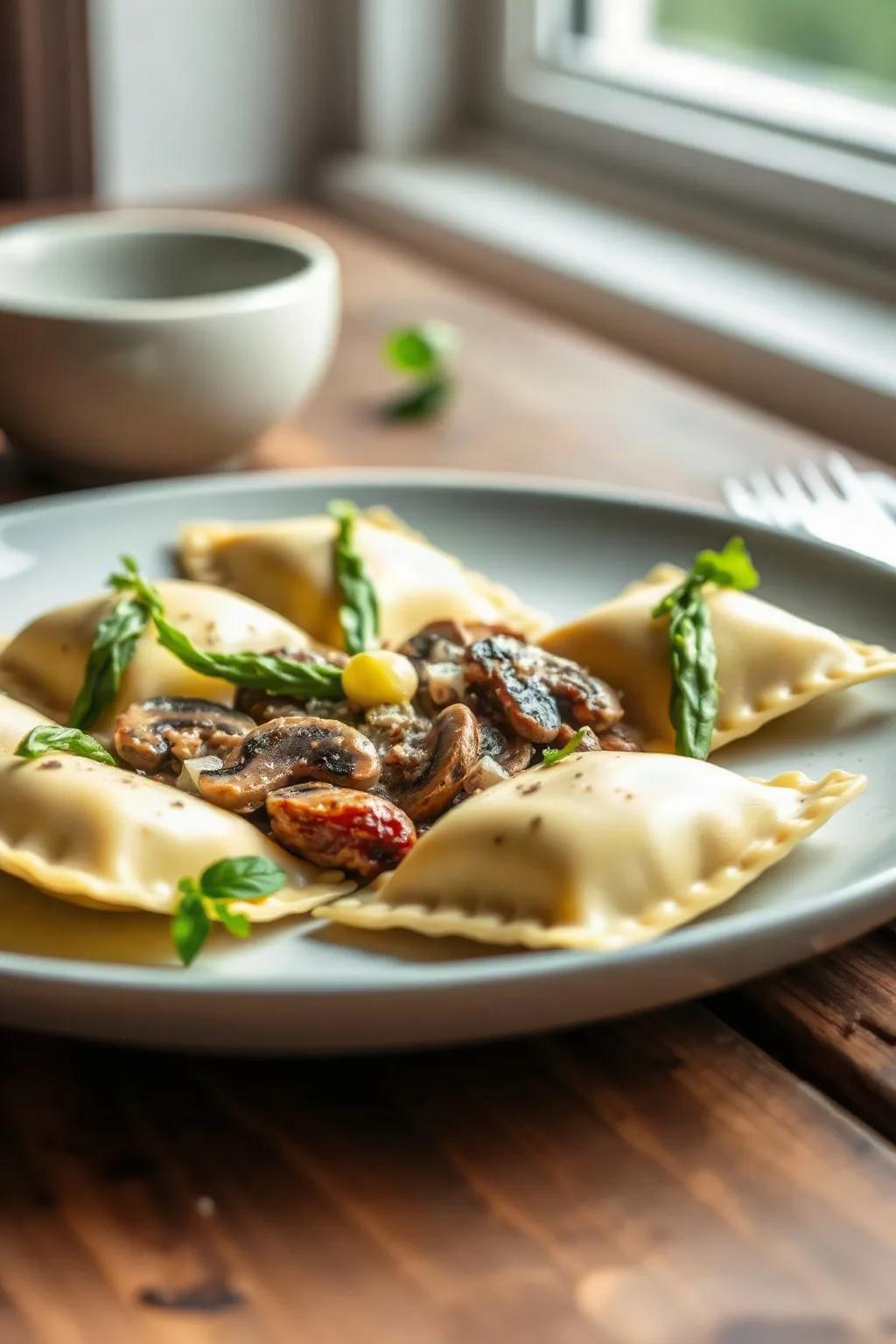 Leek and Mushroom Ravioli