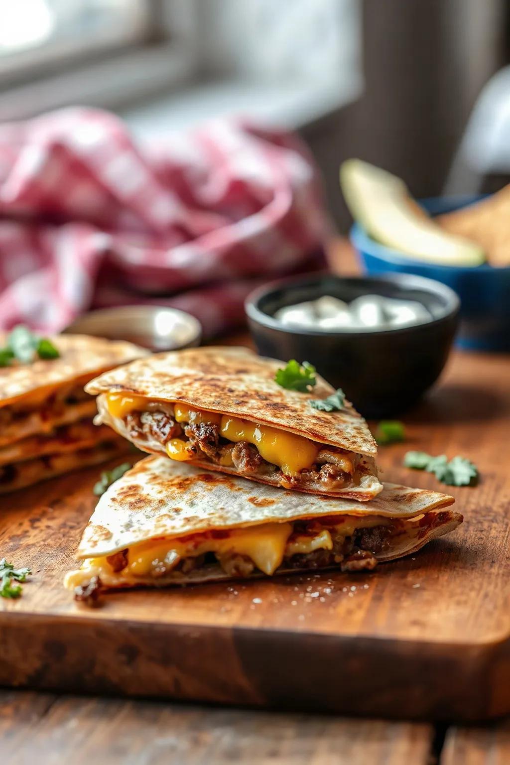 Quesadillas de Carne Ahumada y Cheddar