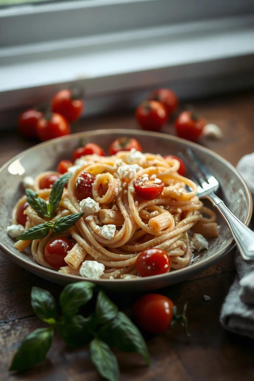 Pasta con Feta y Tomates Cherry