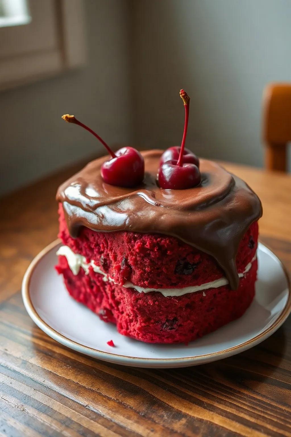 Cherry Cake with Cream Cheese and Chocolate Frosting