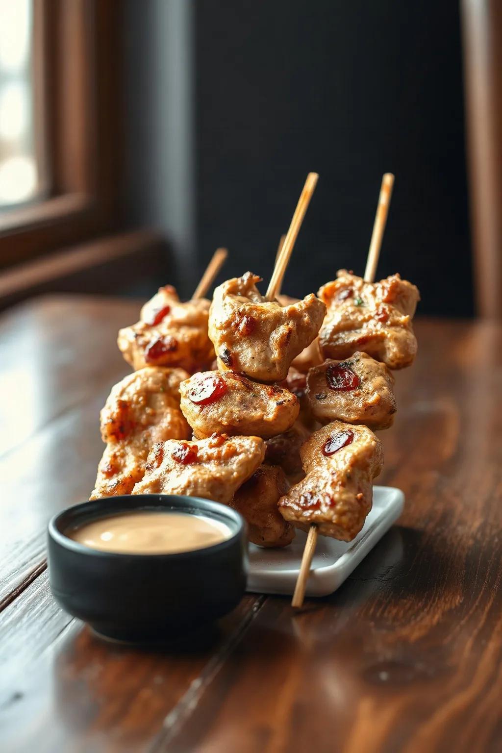 Brochetas de Pollo con Salsa de Cacahuate