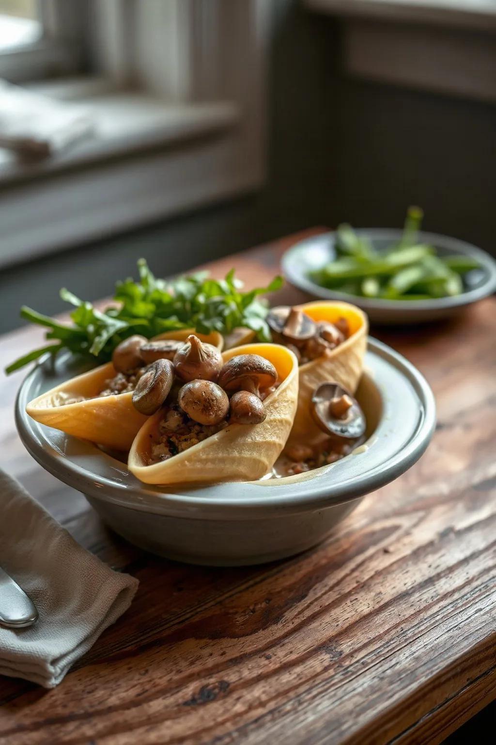 Stuffed Giant Shells with Veal and Mushrooms