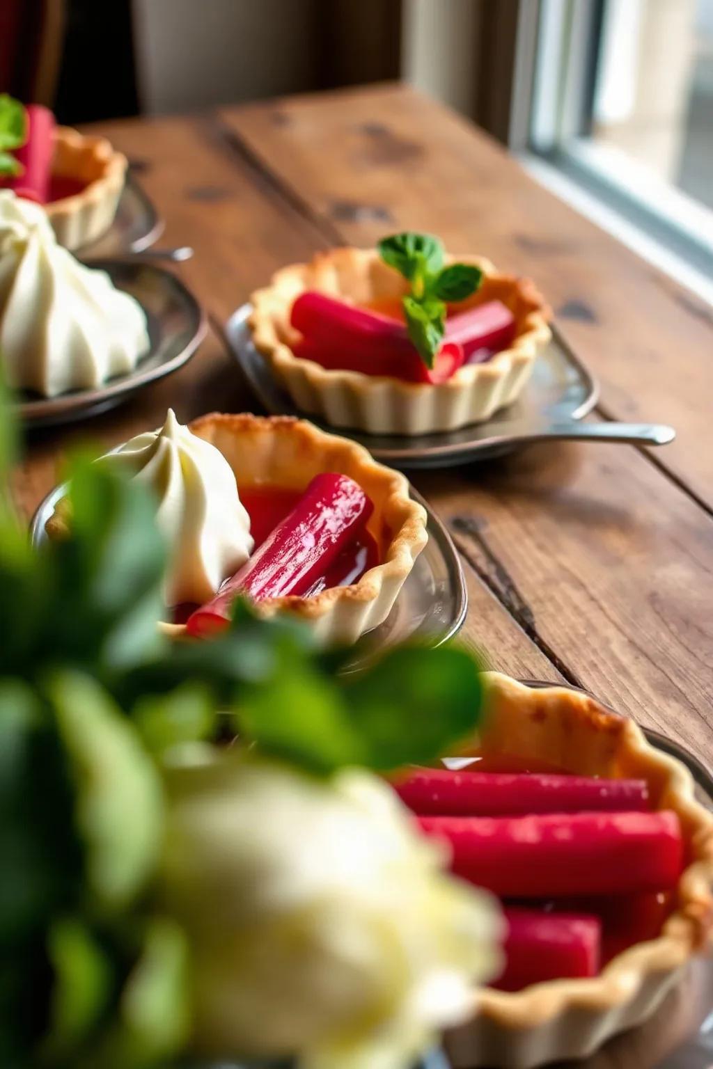 Rhubarb Tartlets with Fennel Chantilly