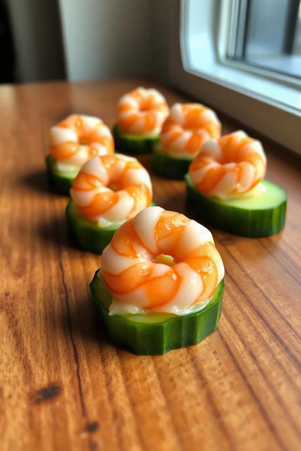 Shrimp Canapés on Cucumber