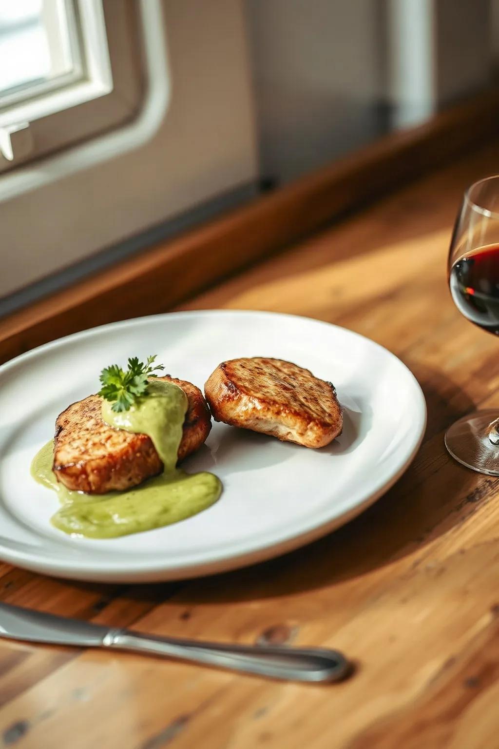 Pan-Seared Sweetbreads with Warm Cucumber and Parsley Butter