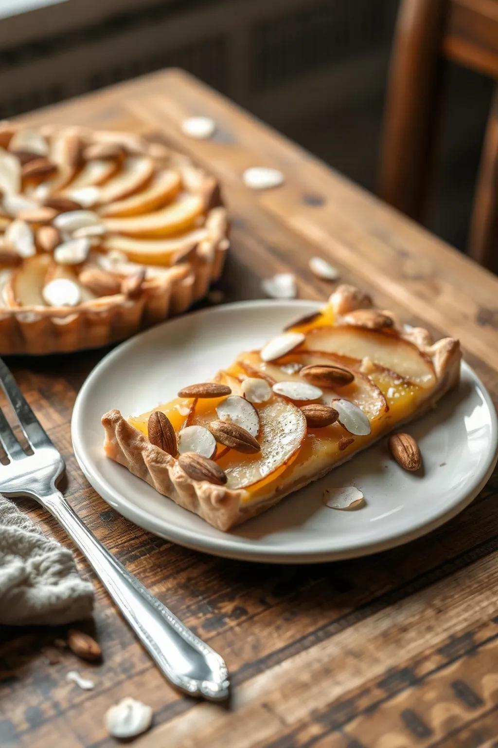 Pear and Frangipane Tart with Crunchy Almonds