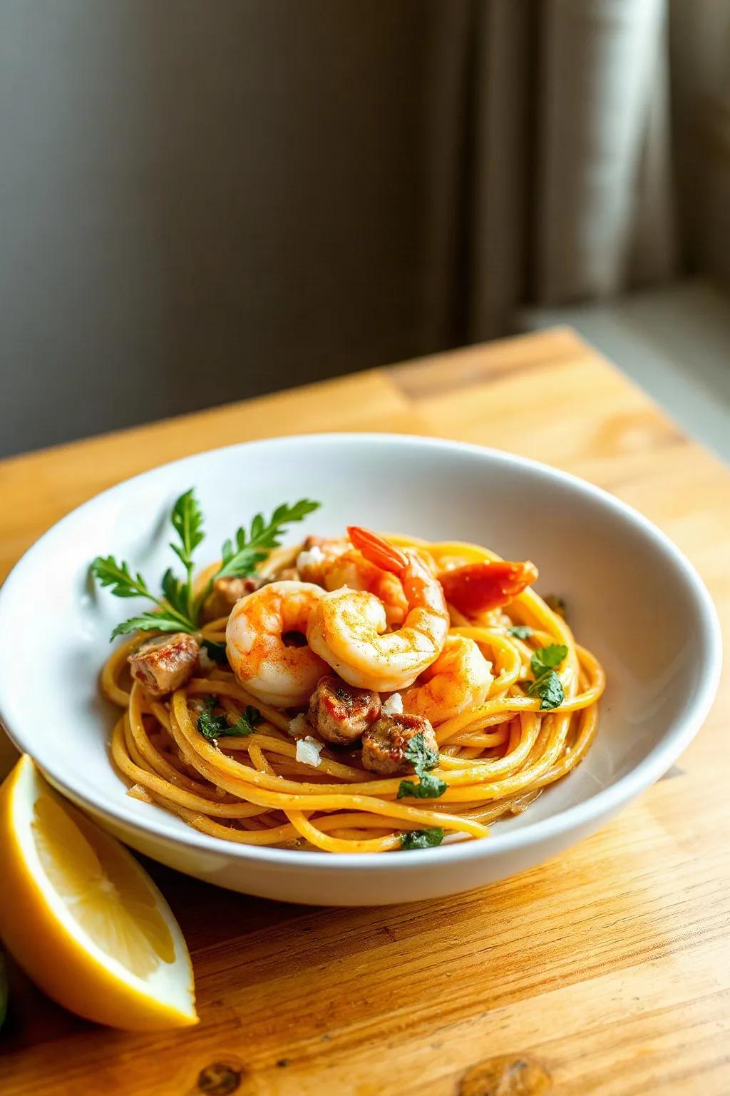 Linguini con Camarones Cajún