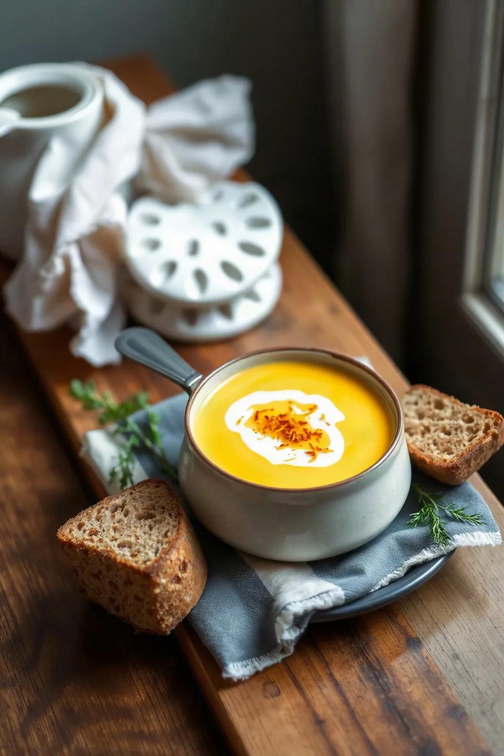 Yellow Carrot and Leek Cream Soup with Saffron