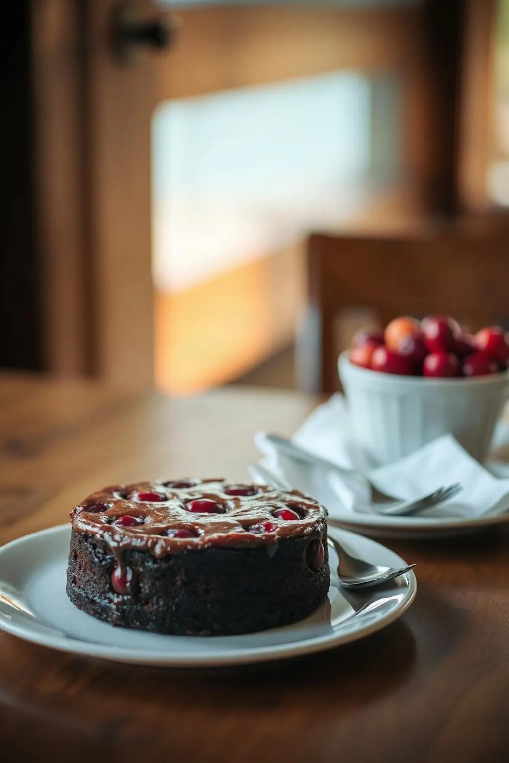 Upside-Down Chocolate and Cranberry Cake