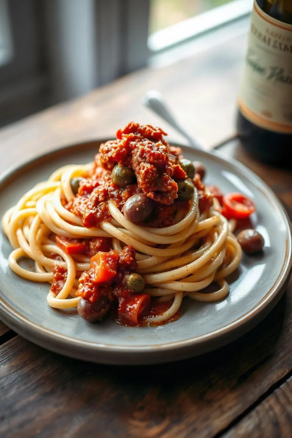 Pasta with Puttanesca Sauce