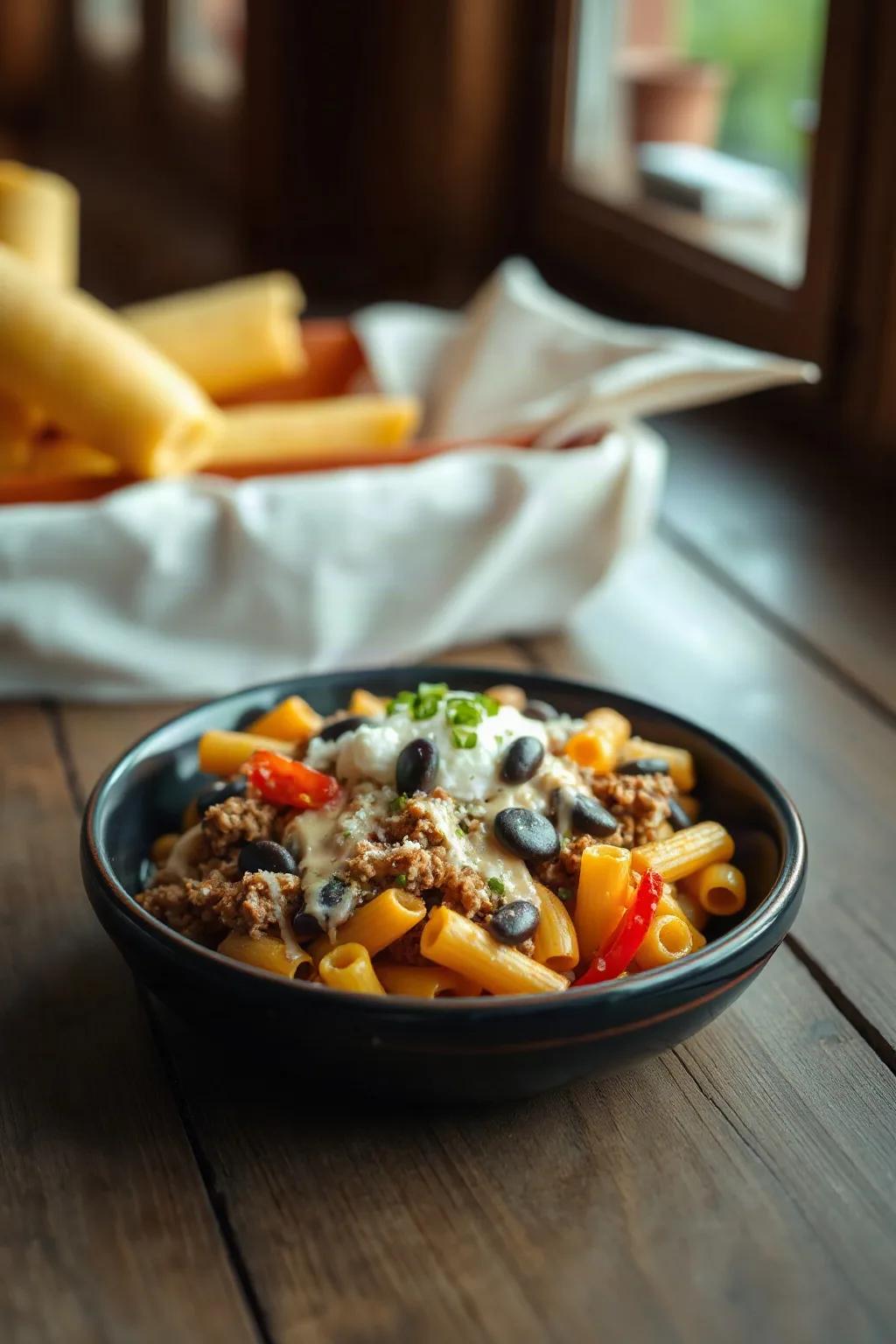 Tex-Mex Style Macaroni with Beef