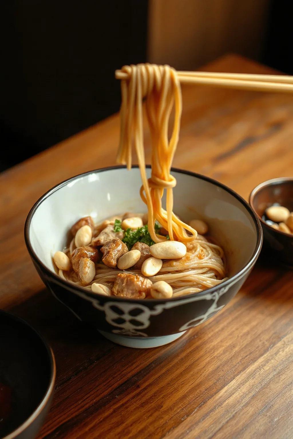 Nouilles soba aux arachides et au poulet