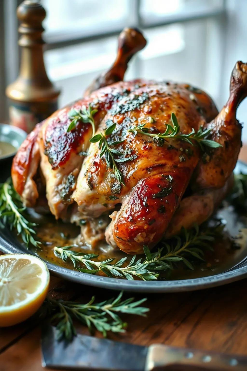 Pintade rôtie aux herbes