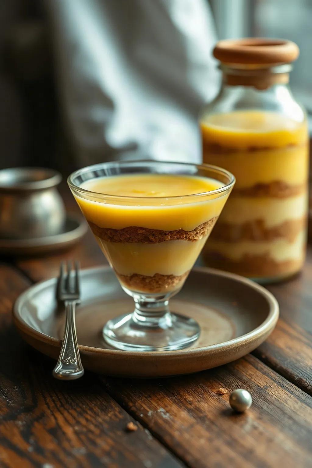 Layered Lemon and Graham Pudding