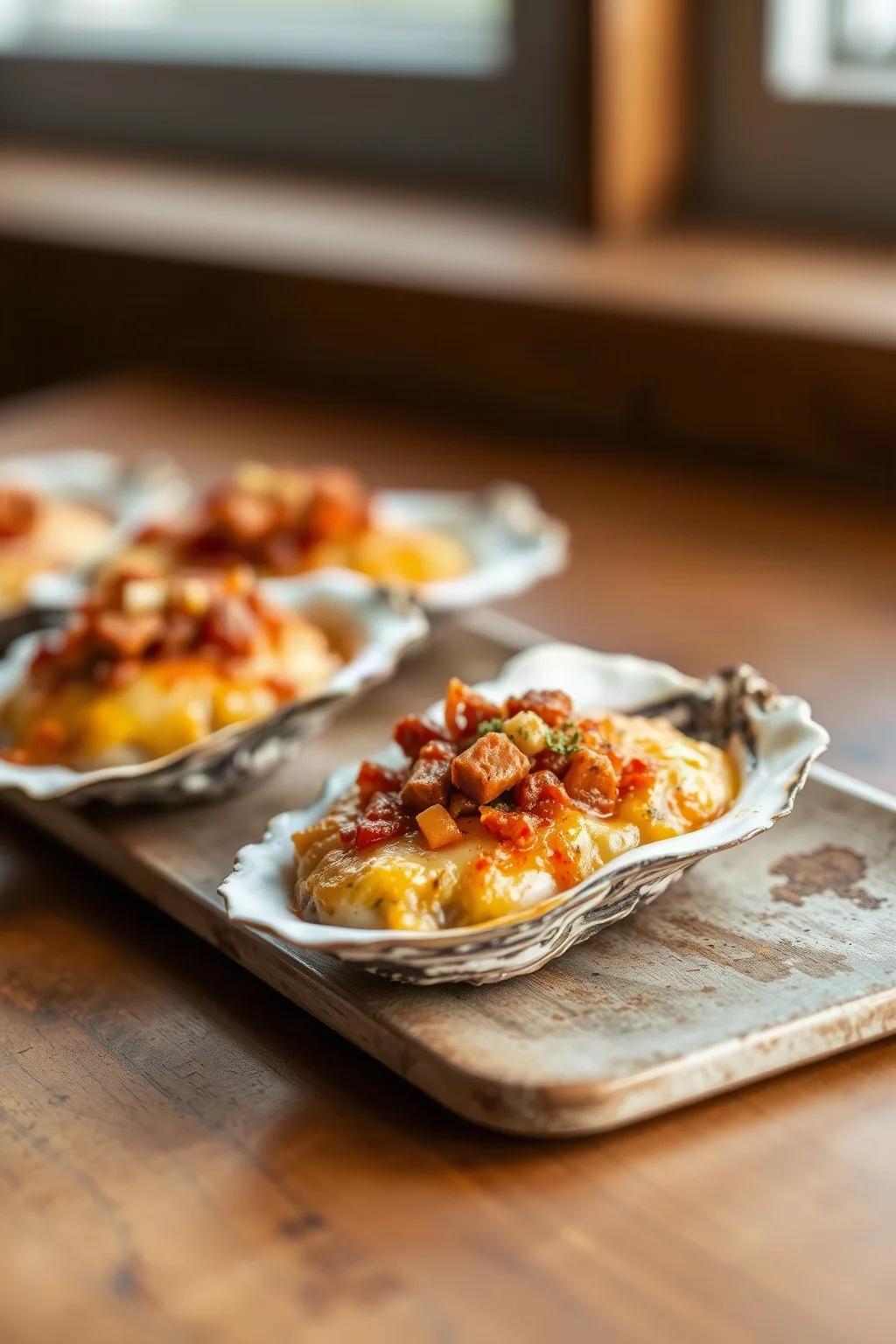 Chorizo Gratinated Oysters