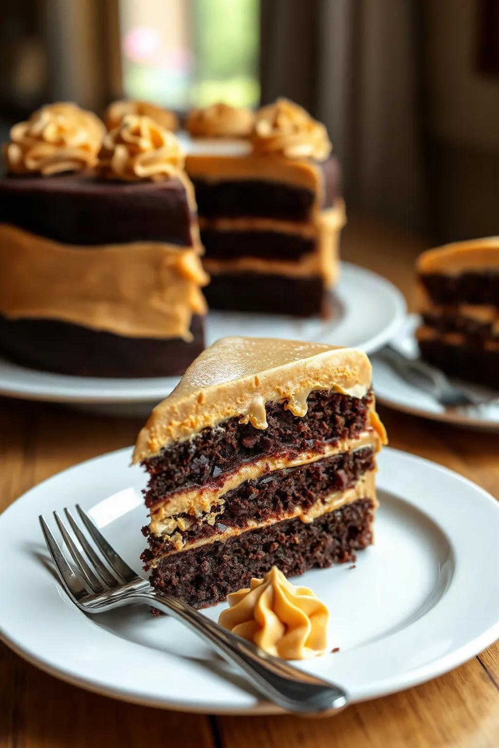 Gâteau au chocolat et crème au beurre au caramel