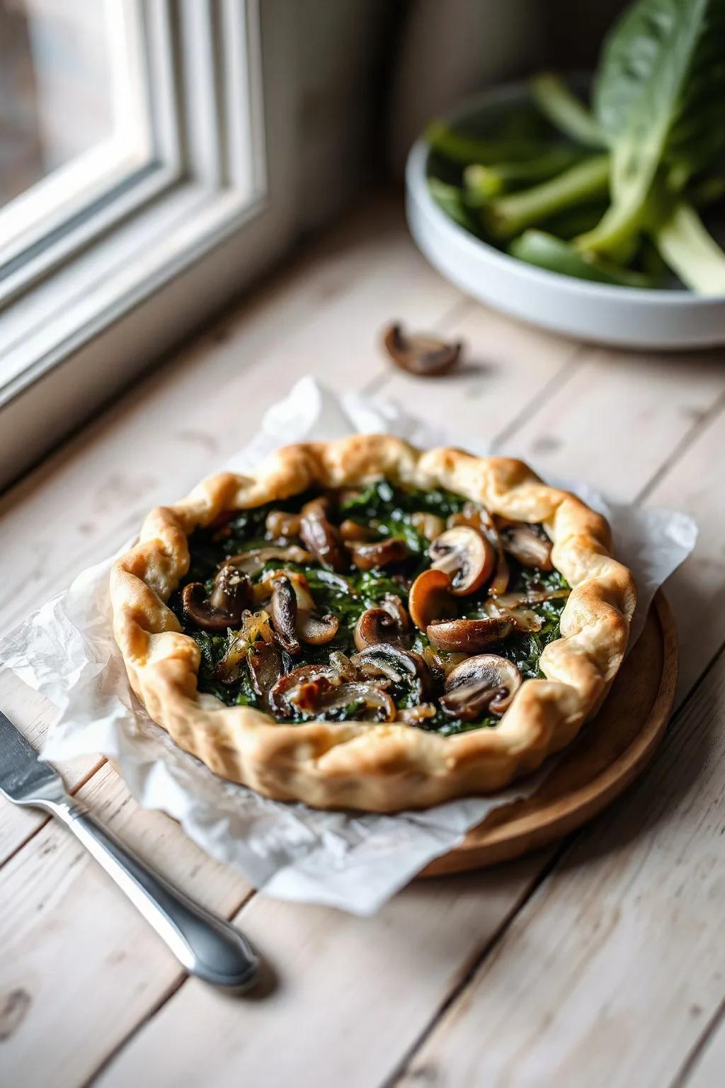 Caramelized Onion, Mushroom, and Spinach Quiche