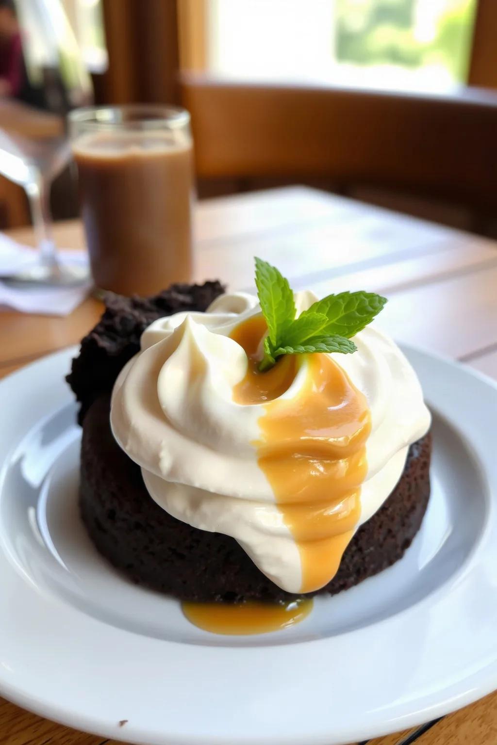 Gâteau au chocolat et chantilly au caramel