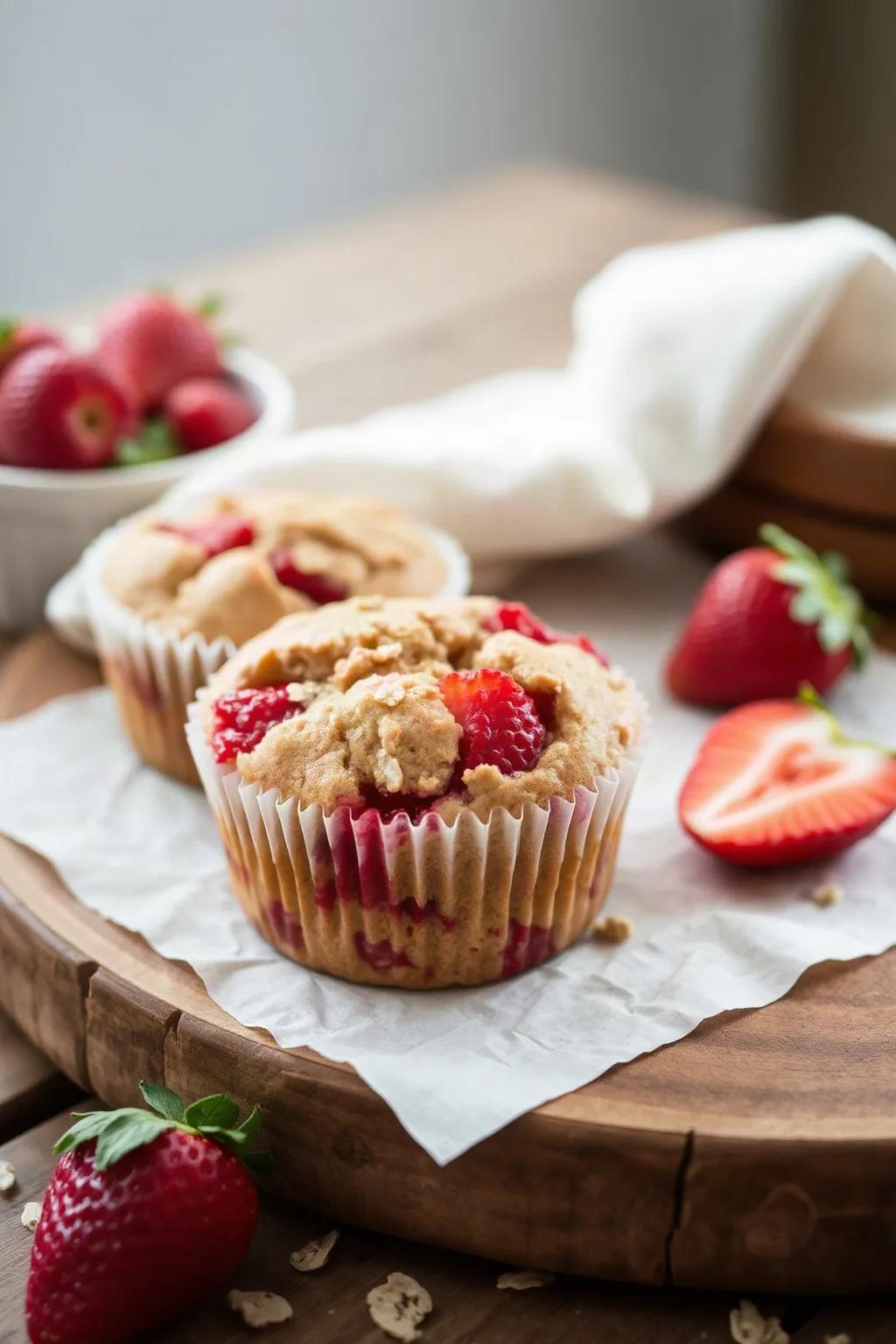 Muffins à l'avoine et aux fraises