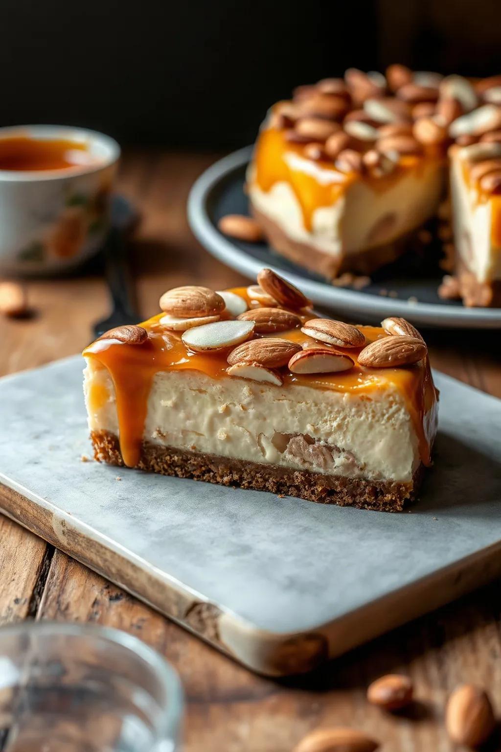 Caramel Almond Cheesecake