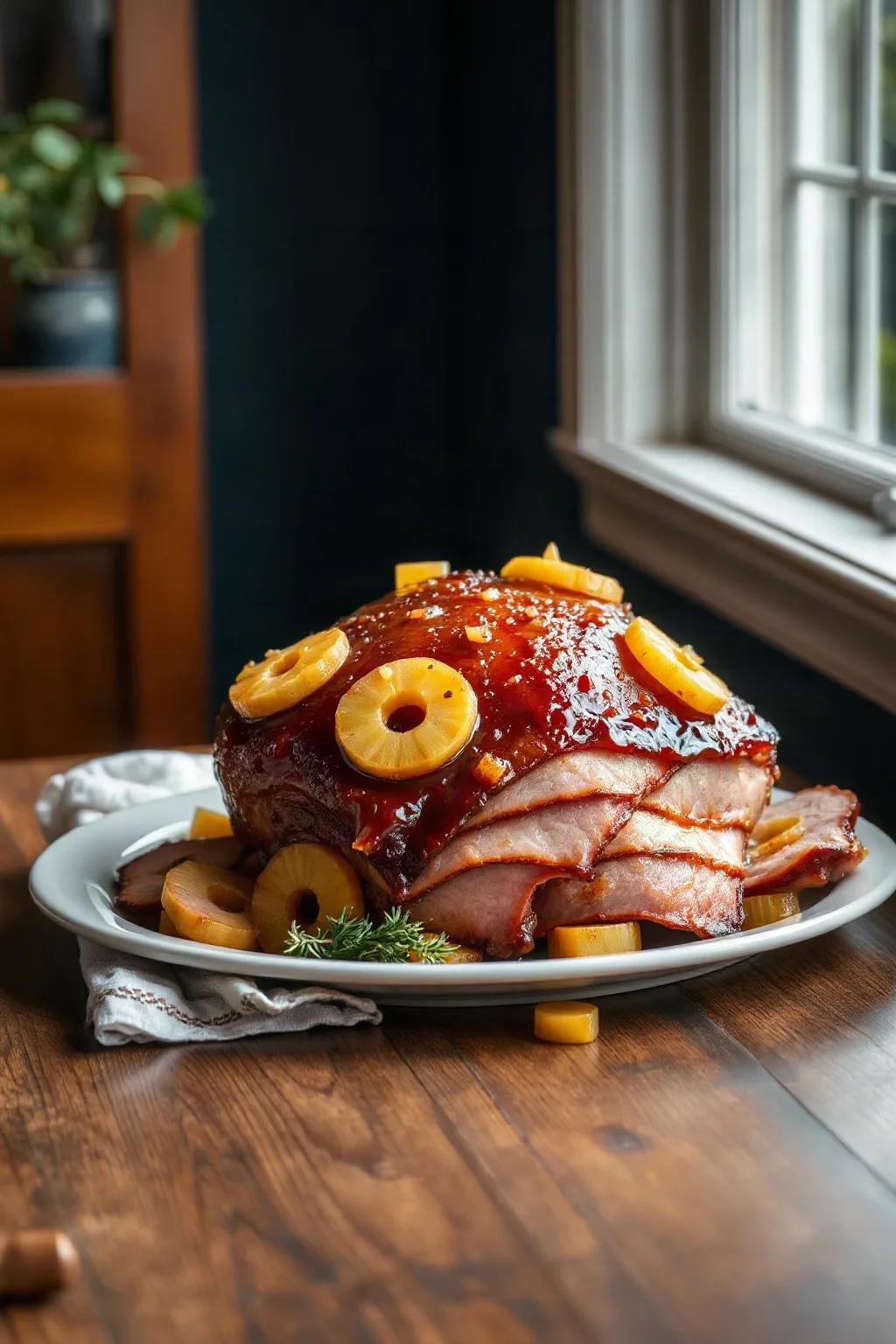 Jambon glacé au jus d'ananas et à la mélasse