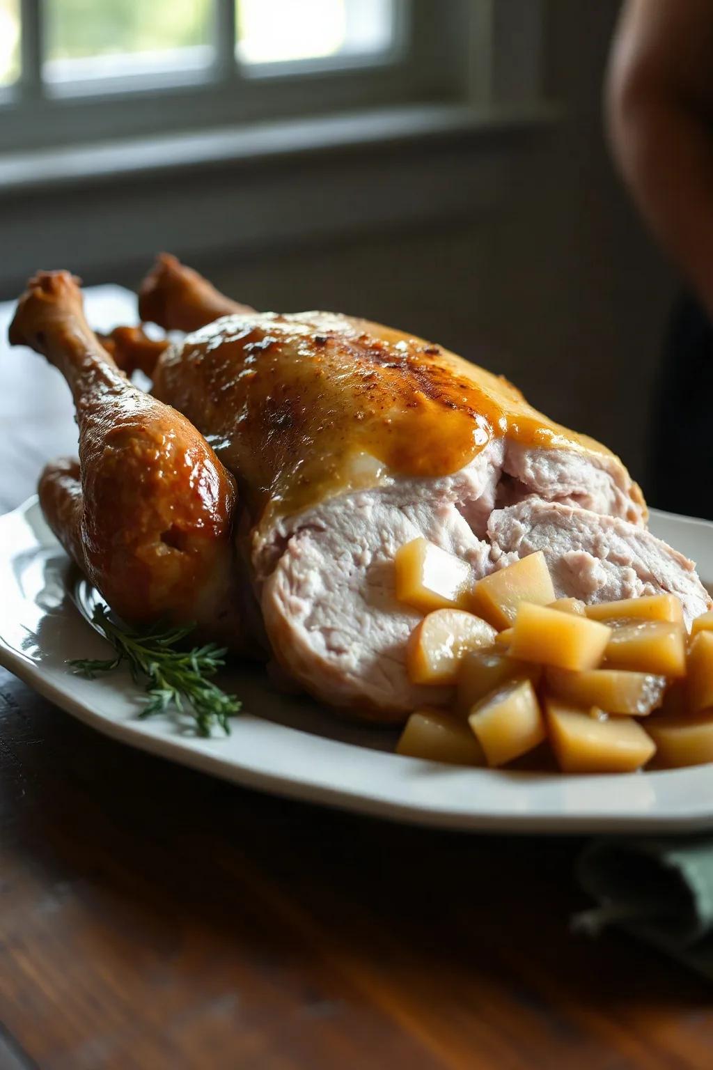 Dindon rôti sauce aux pommes