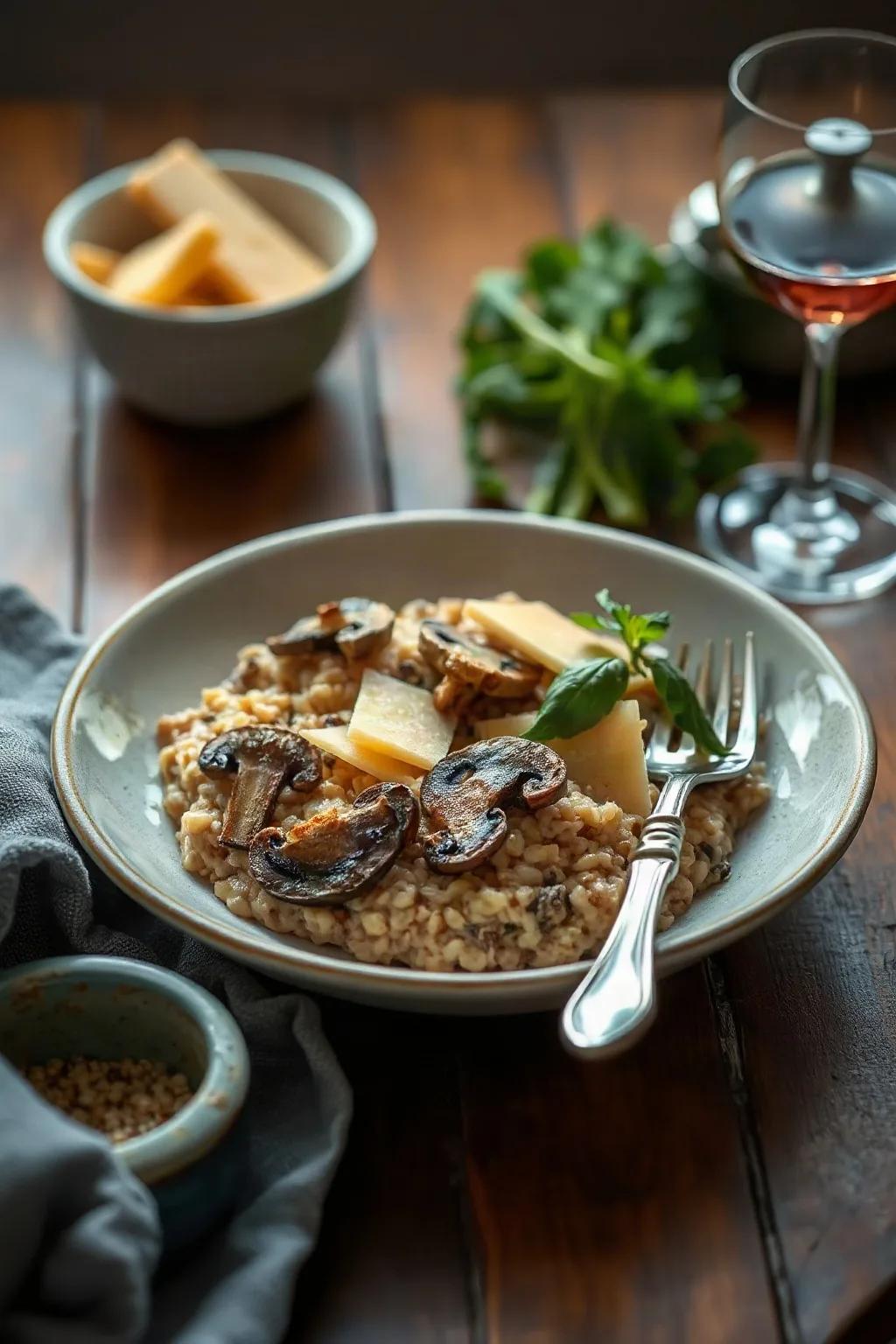 Barley Risotto with Mushrooms and Cheddar