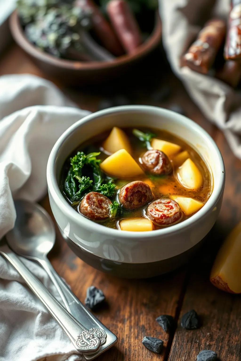 Sopa de Col Rizada, Papa y Salchicha