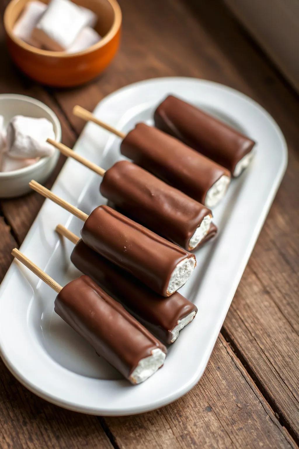 Chocolate-Dipped Marshmallow Sticks