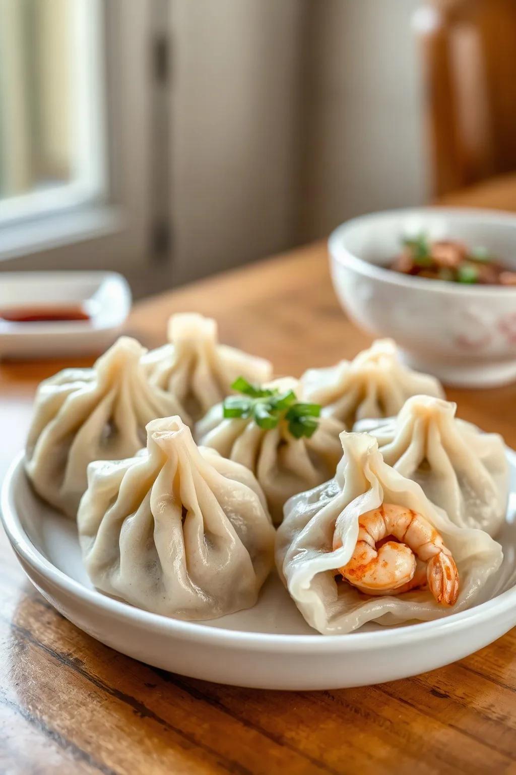 Dumplings al Vapor de Cerdo y Camarón