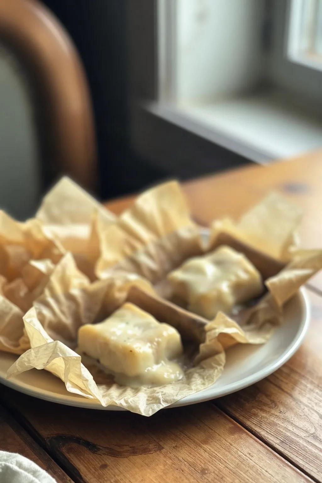 Halibut en Papillote con Parmentier de Lesley Chesterman