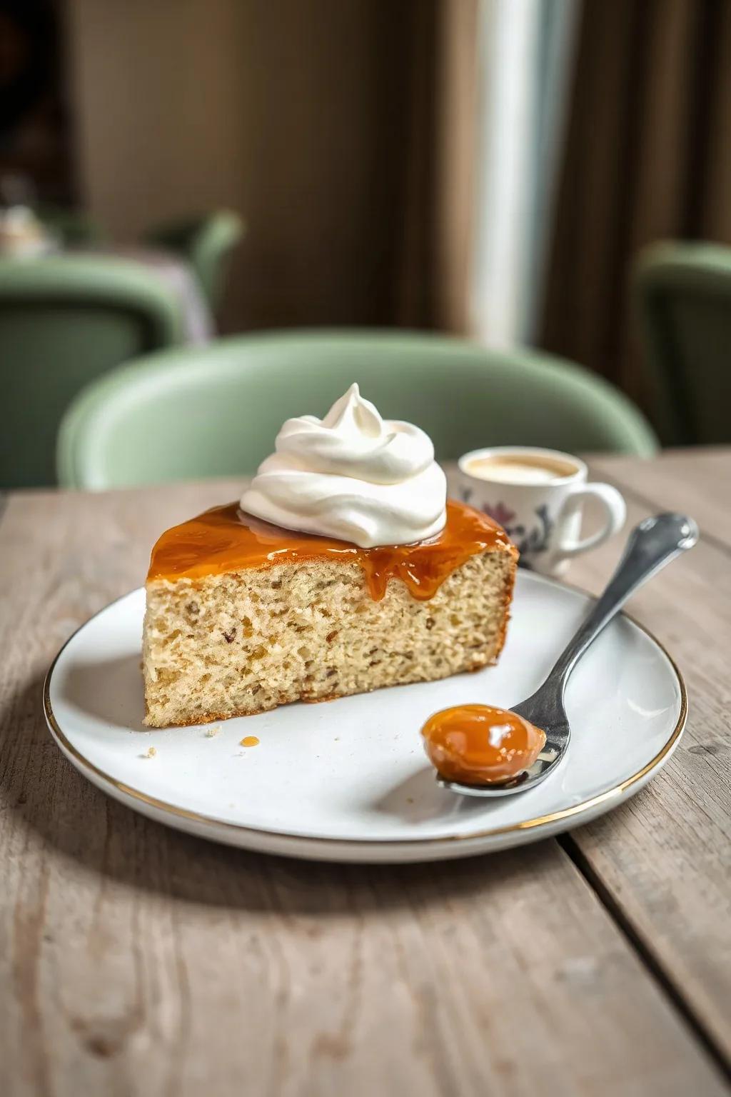 Pear Cake with Caramel Cream Cheese Chantilly