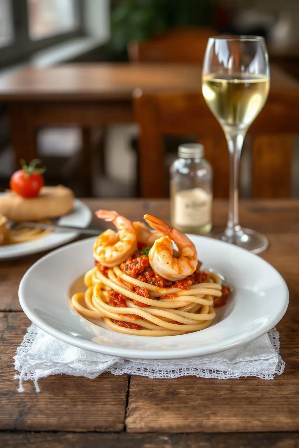 Spaghetti with Shrimp and Tomatoes