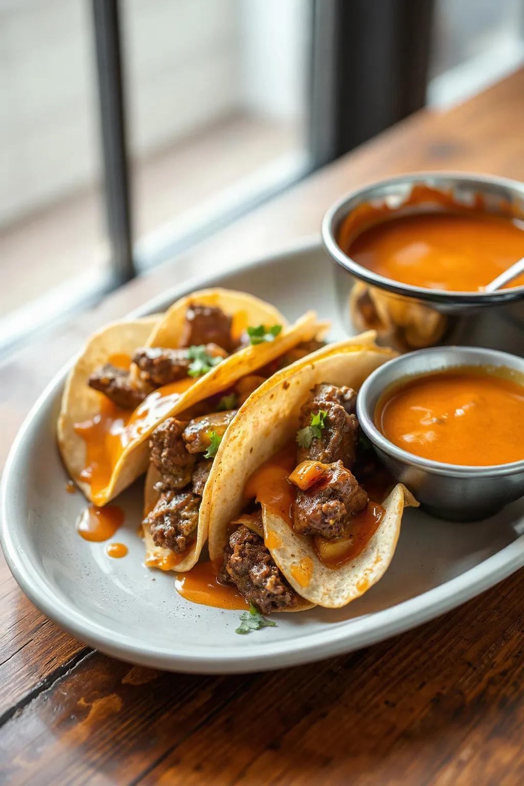Tacos au boeuf braisé et au fromage quesabirria