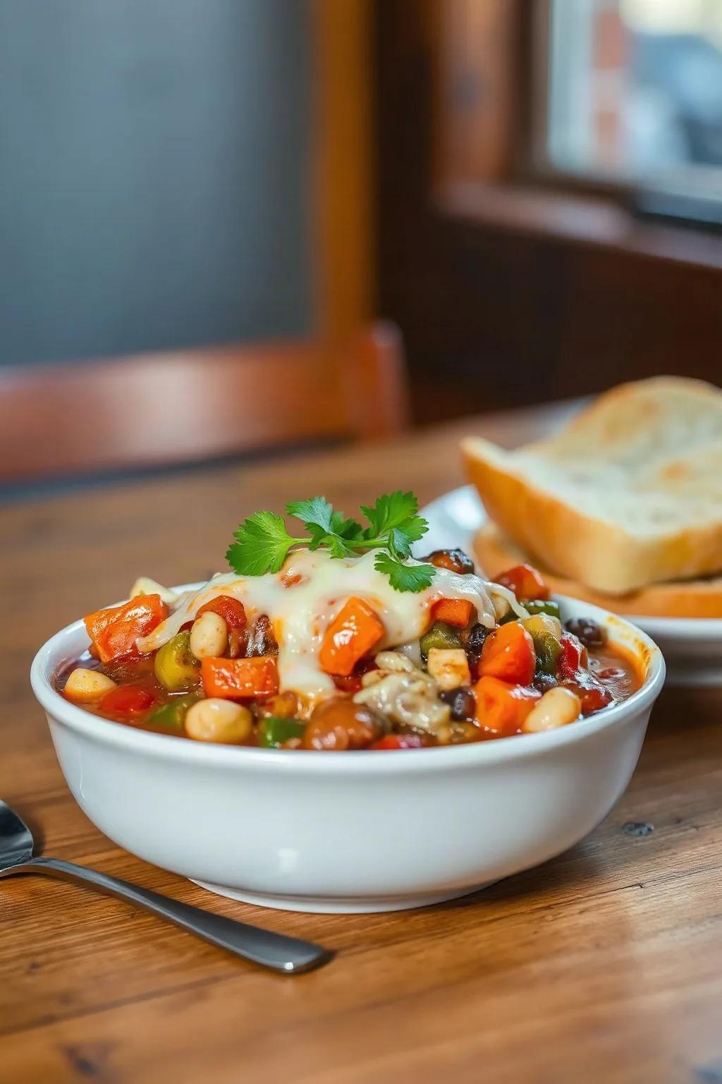 Chili de dinde et de légumes gratiné