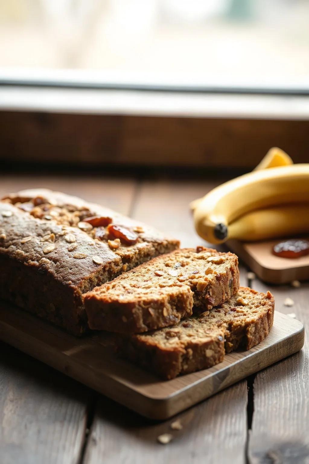 Banana, Date, and Oat Bread Rich in Fibre