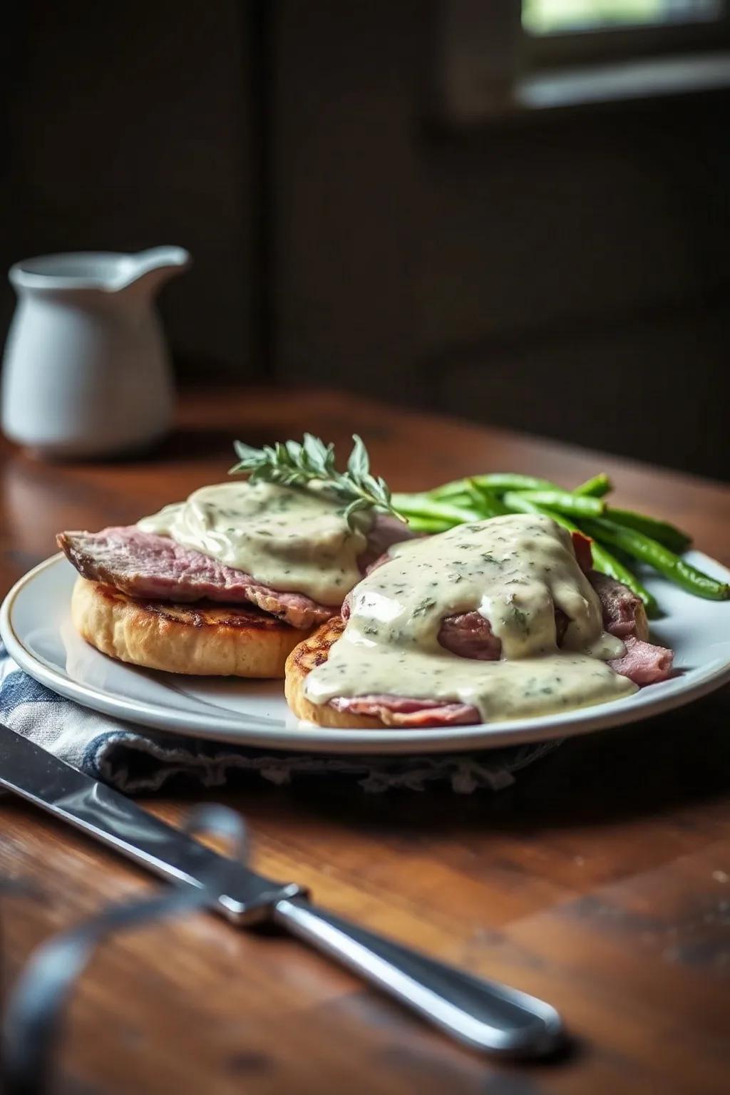 Chuletas de Jamón con Salsa Cremosa de Salvia