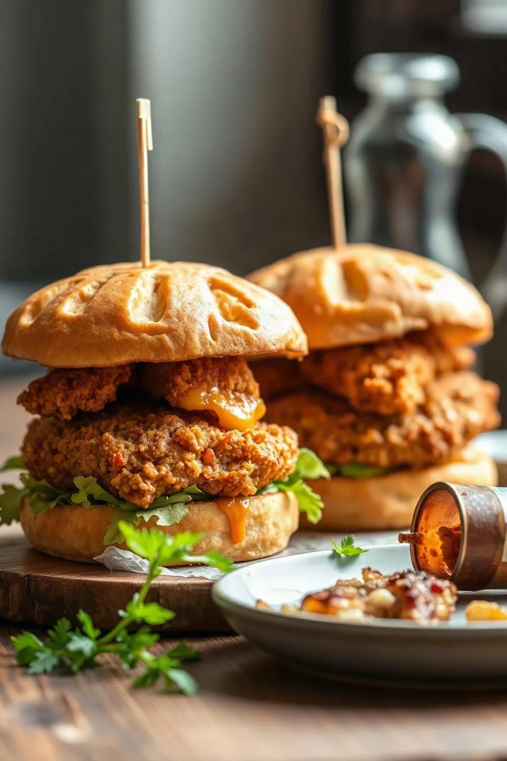 Hamburguesas Crujientes de Pollo Frito