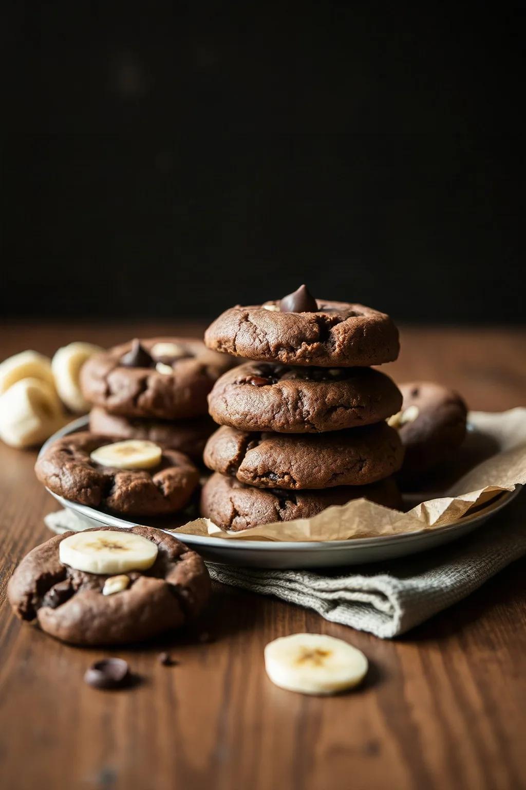 Galletas de Plátano y Triple Chocolate