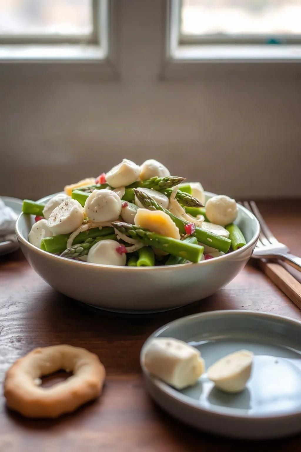 Ensalada de Pasta con Espárragos y Bocconcini