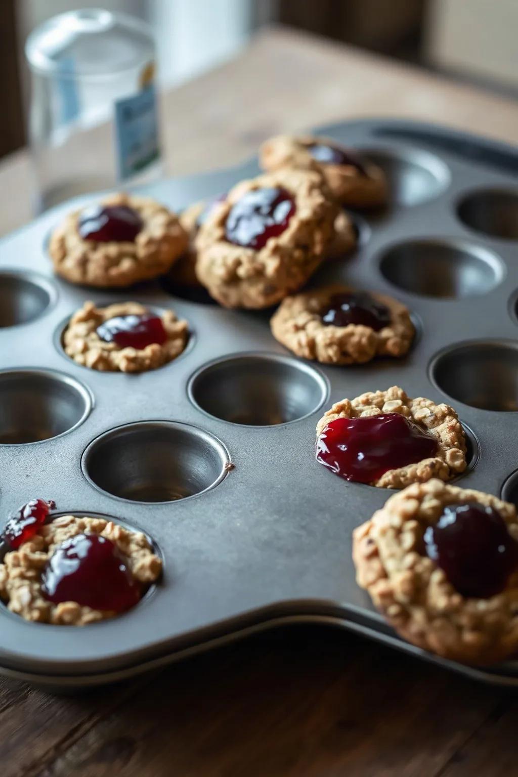 Oat and Jam Muffin Tin Cookies