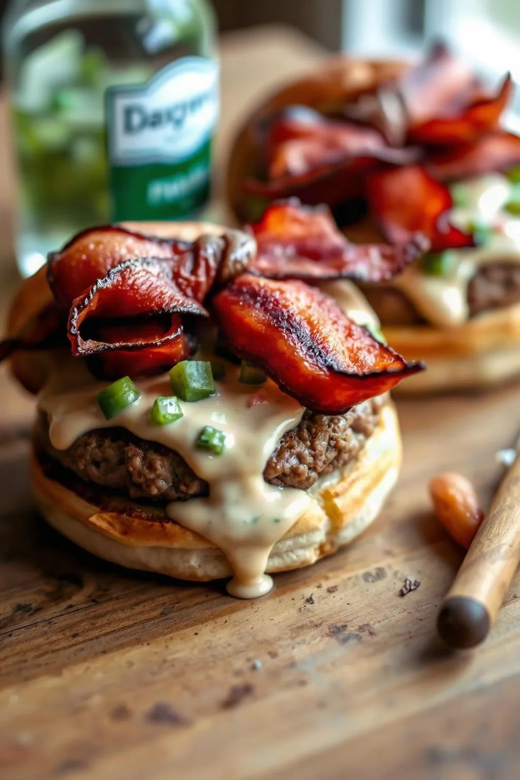 Burgers de bison au bacon et céleri remoulade