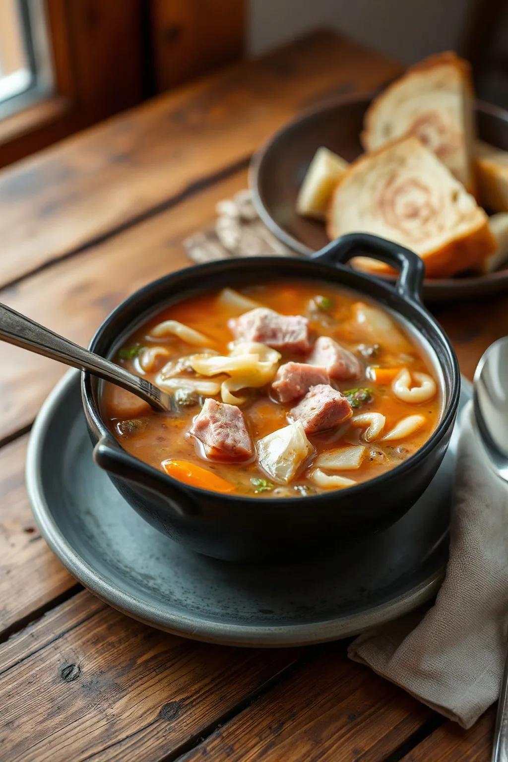 Sopa de Repollo y Jamón