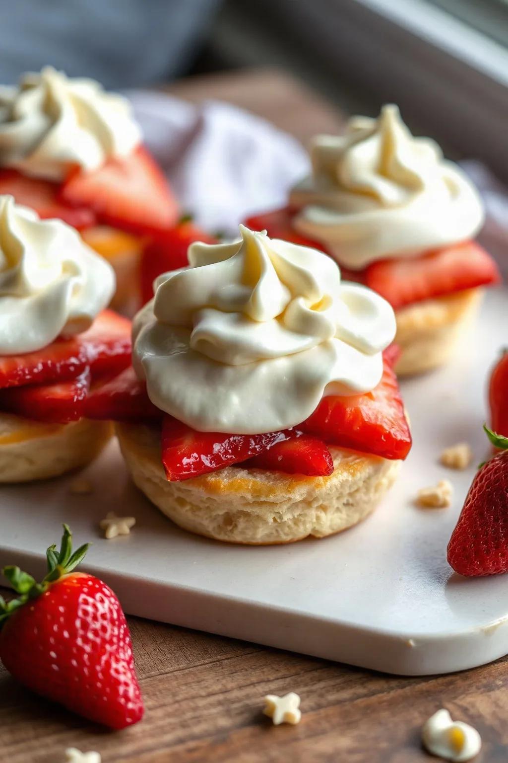 Strawberry Shortcakes with White Chocolate Cream Cheese