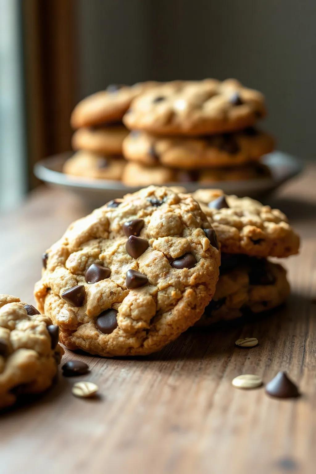 Crunchy Oatmeal Peanut Butter Chocolate Chip Cookies