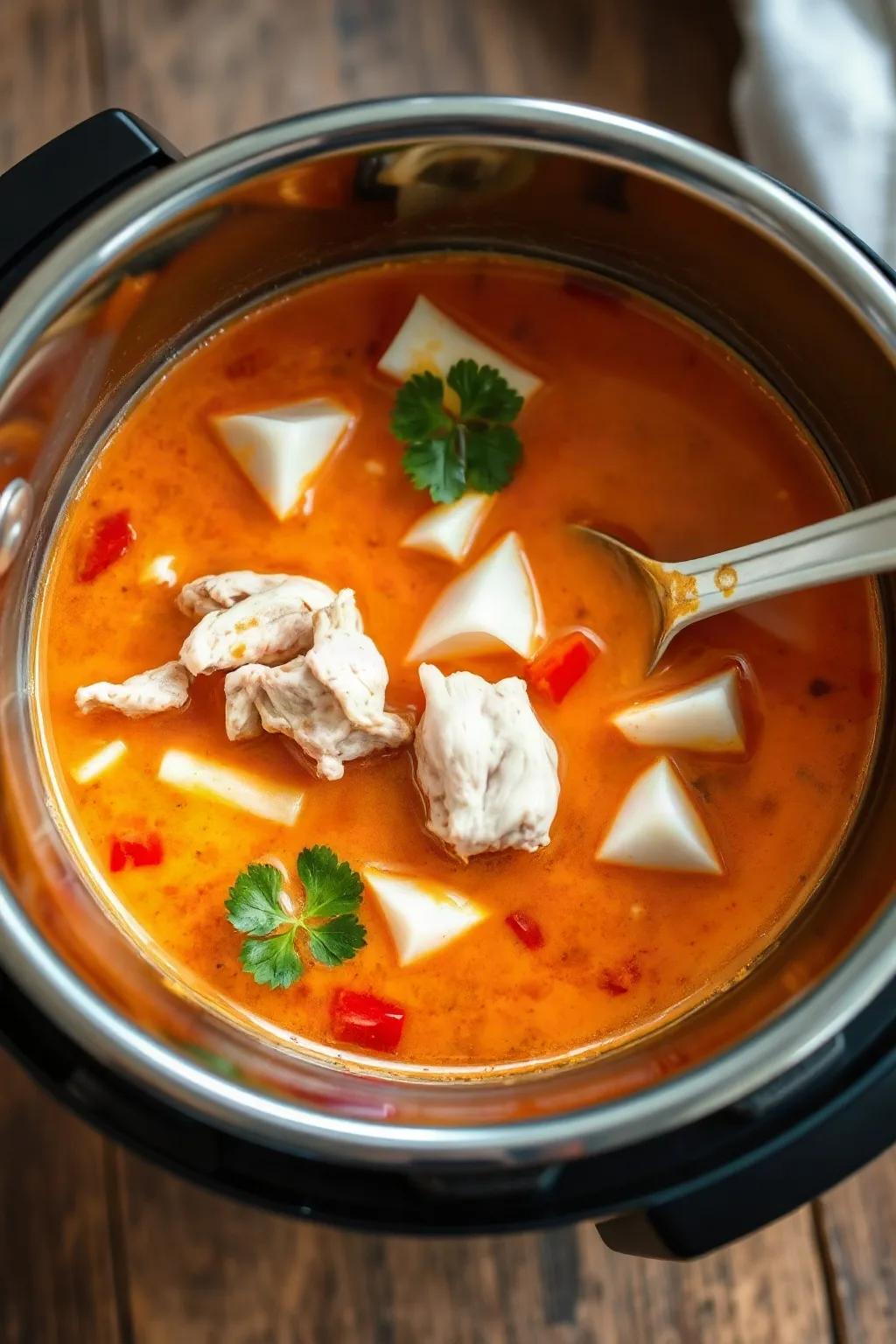 Sopa Tailandesa de Pollo con Coco en Olla de Presión Tom Kha