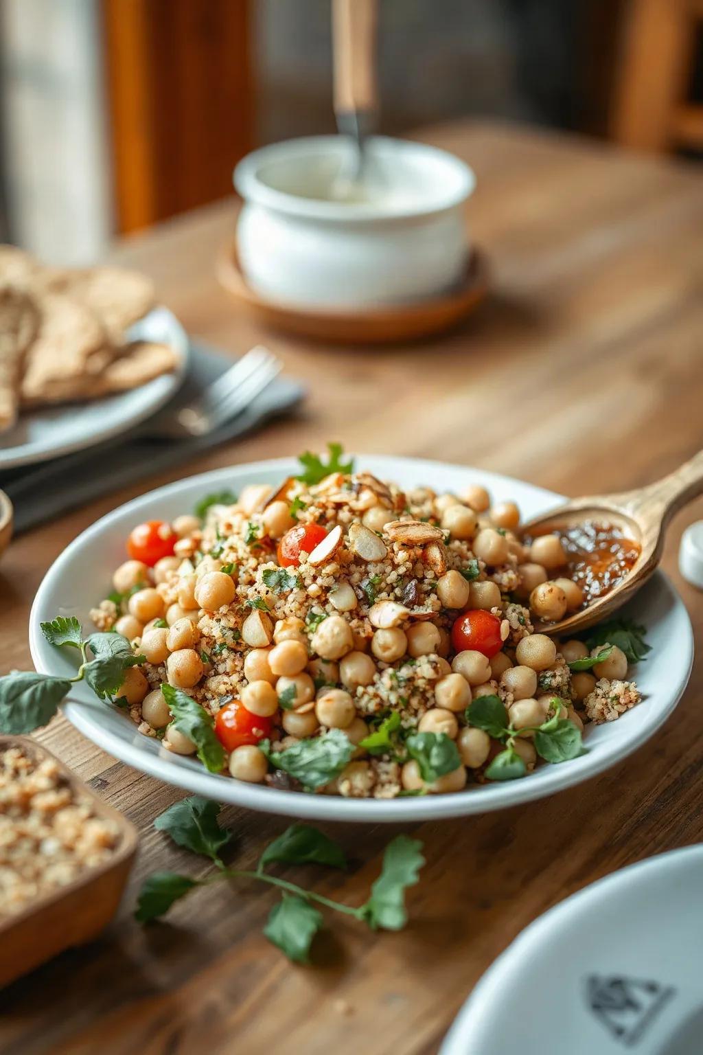 Salade de quinoa aux pois chiches et aux amandes