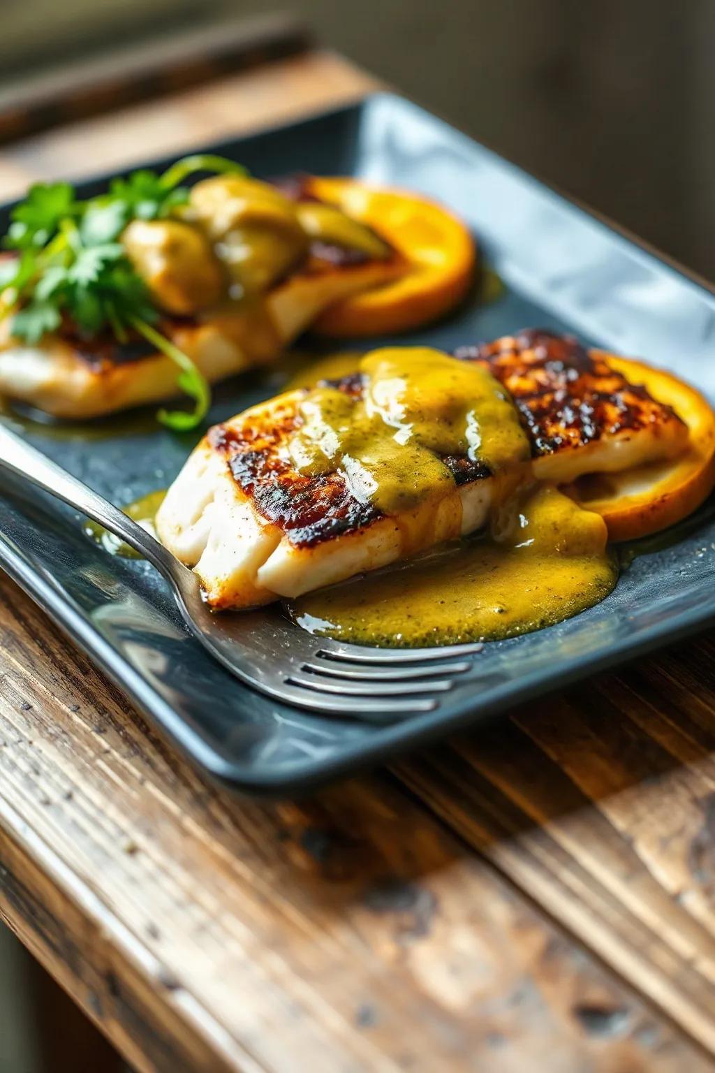 Poisson glacé à la moutarde
