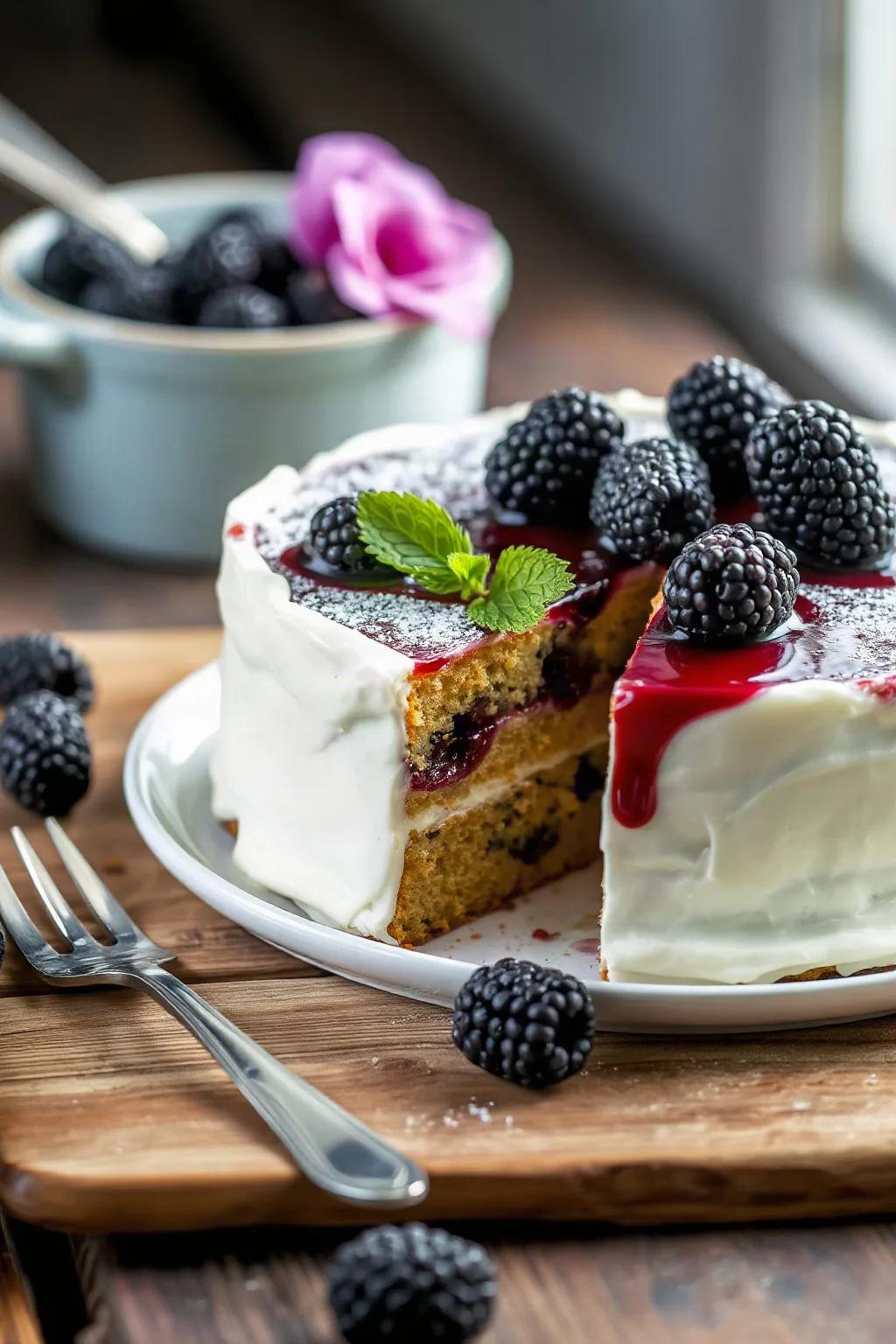 Earl Grey Yogurt Cake with Blackberries