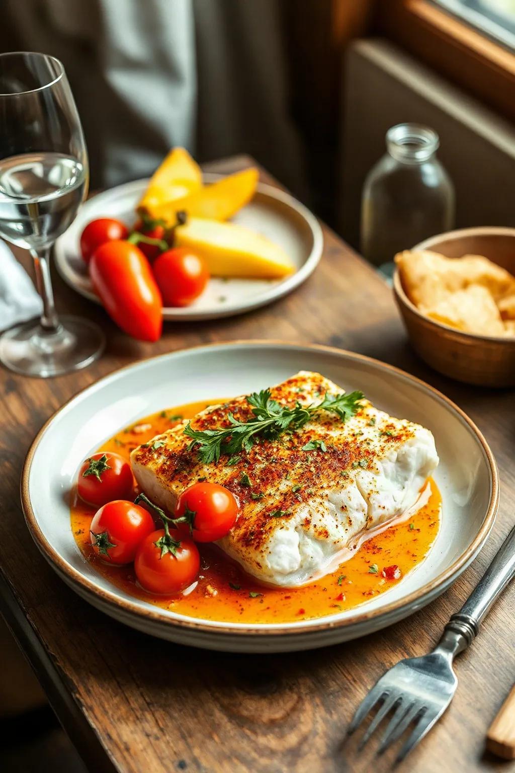 Bacalao con Pimentón y Tomates Cherry